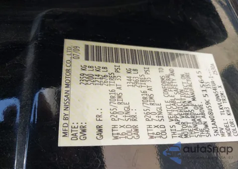 2009 Nissan Xterra X z USA, uszkodzony, nr VIN 5N1AN08U59C515645